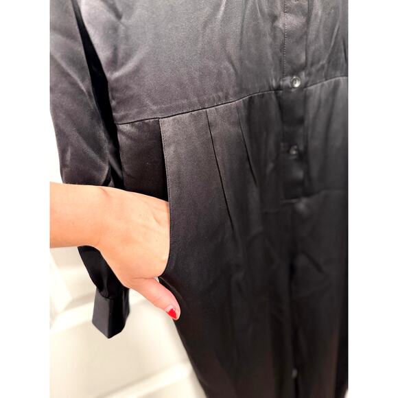 NEW! Anine Bing M Rosalie 100% Silk Jumpsuit $640 One Piece Coveralls Black - Picture 11 of 15